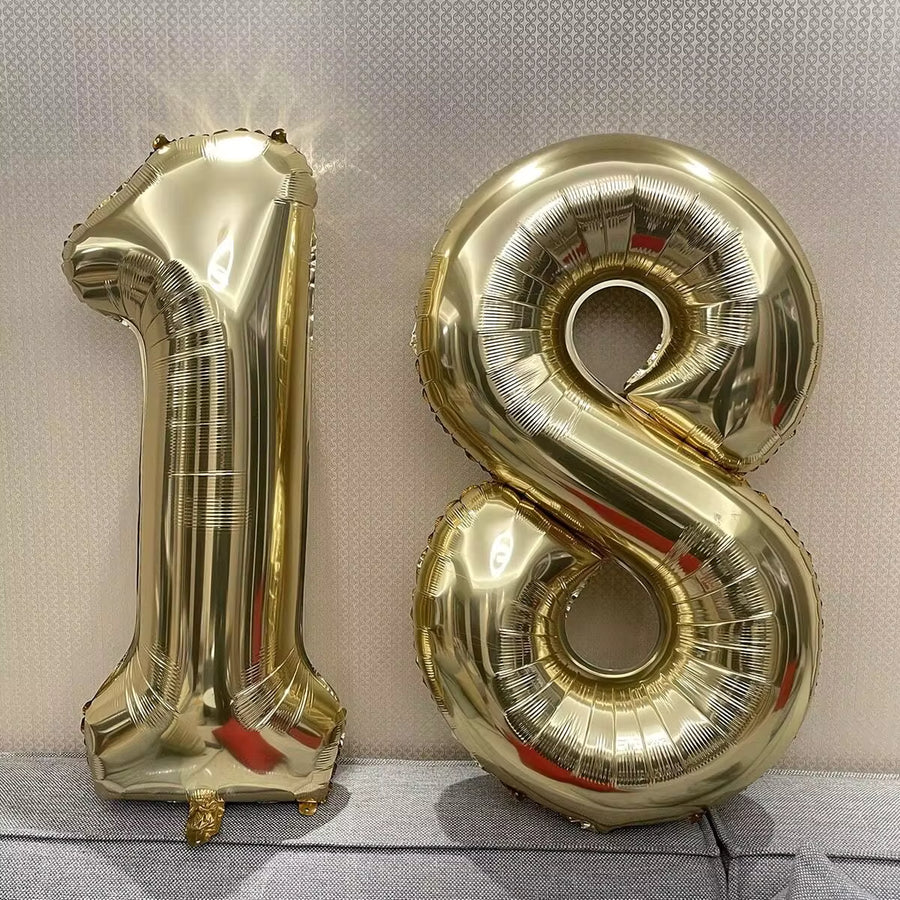 40'' Gold Number Helium Foil Balloon, Great For Birthday, Anniversary And Party Decoration, Back To School Valentine Day
